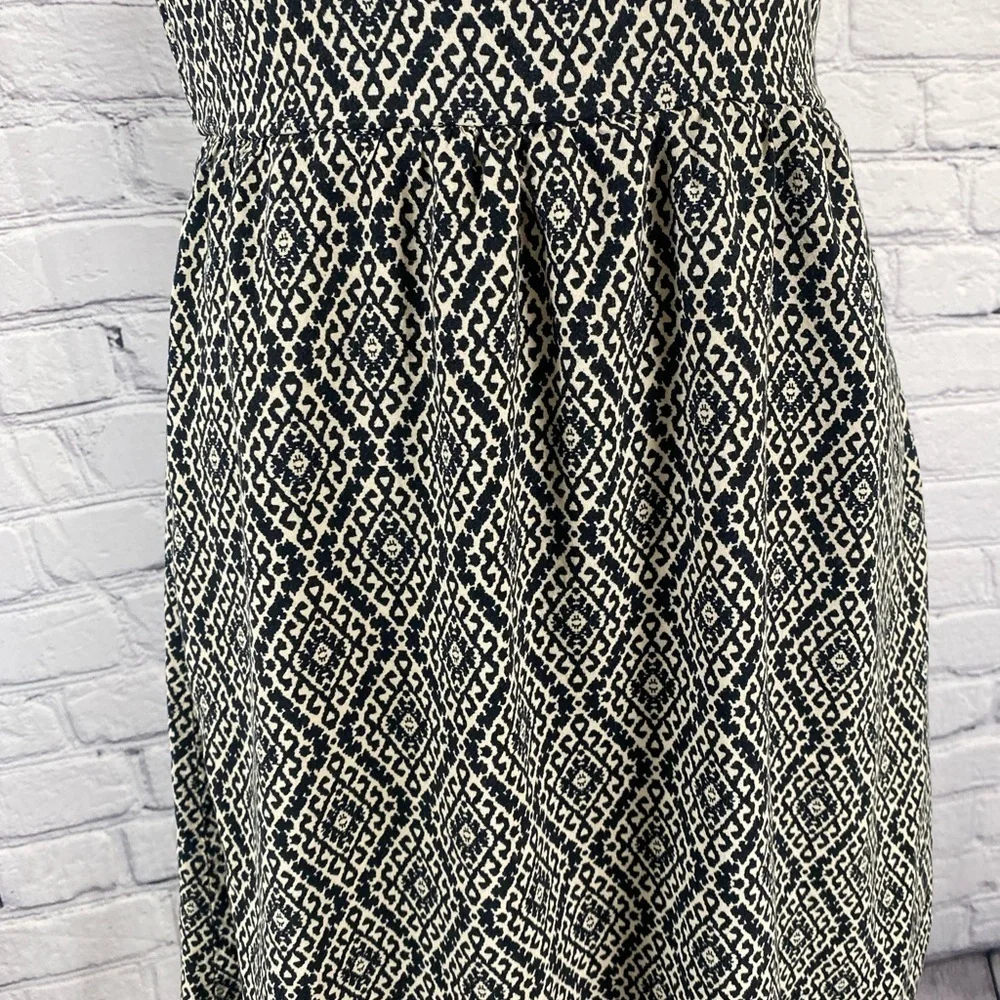 Maurice’s Boho Cream & Black Mini Dress Geometric Medium Aztec Print Summer